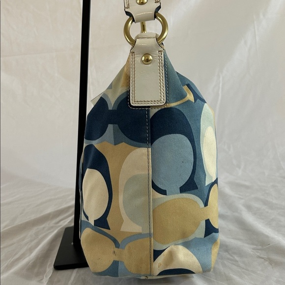 Coach Signature Blue Scarf Print Hobo Bag 11734 - Picture 3 of 9
